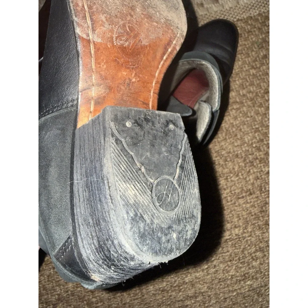H by Hudson Vintage Black Leather And Suede Chelsea Boots With Straps‎ Size 41